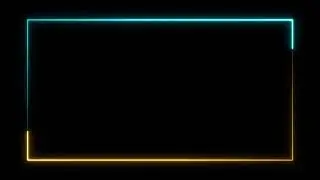 Computer generated color animation  3D rendering neon frame, blue and orange colors on black screen