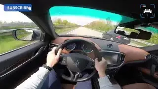 POV MASERATI GHIBLI DIESEL ACCELERATION & TOP SPEED AUTOBAHN TEST DRIVE SOUND 275 HP 3.0 V6 TURBO