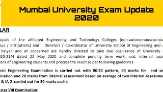 Mumbai University Exam update/Circular/Exam news/