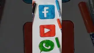 Facebook, Youtube and Whatsapp Logo Drawing. Easy Drawing. #shorts #yt shorts #logo