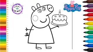 Peppa Pig Birthday Cake Drawing And Coloring Cute Easy Simple #peppapig #cake #rainingcolors