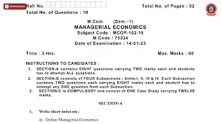 MCOM 1ST SEM MANAGERIAL ECONOMICS JAN 2023 | PTU