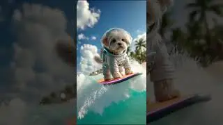 Space Pup Surfs the Galaxy! #SurfingDog #SpacePup #AdorableAdventures #DogInSpace #BeachVibes