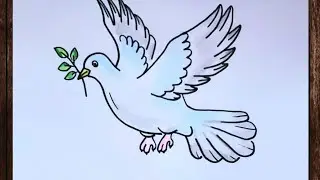How to draw a Flying Dove || Pigeon drawing || Peace Dove drawing || Easy pigeon bird drawing