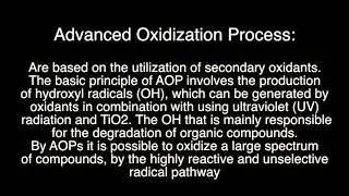 Waste Water Treatment by Advanced Oxidation Process