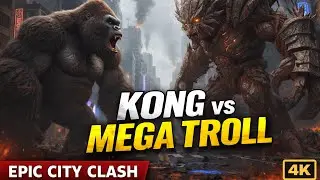 Epic City Clash: Kong vs Mega Troll | Futuristic 4K Monster Battle