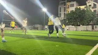 After a long day at work, the best thing to relax is playing a game of football.