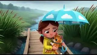 🌂 The Brave Umbrella | Kids Moral Story | Educational Cartoon Animation sweet girl & cute cat