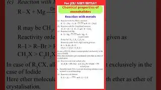 Reactions with metals | chemical properties of mono  Haloalkanes | alkyl halides