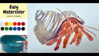 🦀 Paint a Cute Hermit Crab in Watercolor - Easy Tutorial