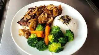 Grill fish garlic,butter, mashroom