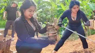 bulldozer broken chain bracket genius girl repair and replace it for car owner