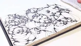 STUDIO VLOG - SKETCHBOOK SESSIONS - DRAWING IN MY SKETCHBOOK - ABSTRACT INK LINE ART