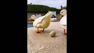 The duck egg rolled and fell on the road 🥚🛣️ 🐥