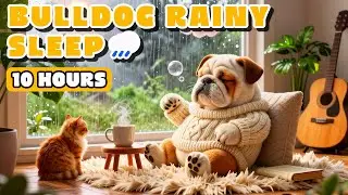 10 HOURS Rainy Day Lofi for English Bulldog 🌧 Cozy Rug & Guitar Sleep