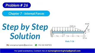 7&ndash;26. Determine the internal normal force, shear force, and bending moment #statics