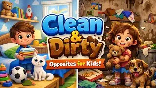 Best Learning Opposites, Clean and Dirty & Counting! | Preschool Toddler Learning Video