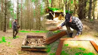 Build a log cottage rated a warm raised bed prepared planks for the new lodge