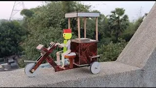 How To Make A Cycle Rickshaw With Robot|| Ice Cream Trolley From Wood|| wood Invention|| Robot Cycle