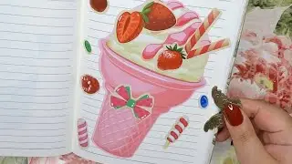 Assembly a Cute Ice Cream Sticker with Me | Satisfying Aesthetic Journaling