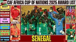 AFCON 2025 / FINAL RESULTS / AWARD LIST AFRICA CUP OF NATIONS 2025 MOROCCO