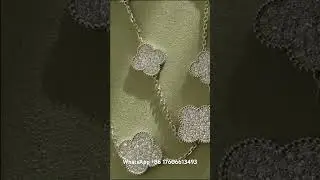 Van Cleef Arpels 16 Motifs Magic Alhambra Long Pendant Necklace 18K White Gold Pave With Diamonds