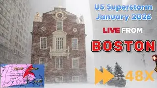 ⏩ 48x Time Lapse of the U.S. SUPERSTORM January 2026 Live 360&deg; Weather Stream from Boston