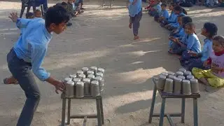 गिलासों का खेल (Can Stacking Game) स्कूल कॉम्पिटिशन