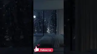 Snowy Forest Outside a Minimalist Bedroom ❄️ Calm Night Ambience