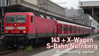 BR 143 + X-Wagen bei der S-Bahn N&uuml;rnberg, September 2020.
