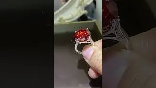 Illuminate Your Wedding with Our 10 Carat Sparkling Red Moissanite Ring in Timeless Silver 925
