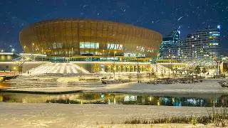 Walking in YEkaterinburg. УГМК-Арена и набережная с вечерней подсветкой |4K| (January 19, 2026)