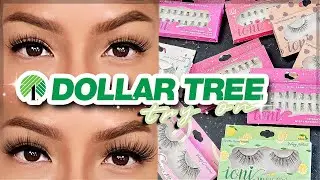 $1 FALSCARA DUPE?! TRYING ON DOLLAR TREE 3D FAUX MINK LASHES *hooded eyes*