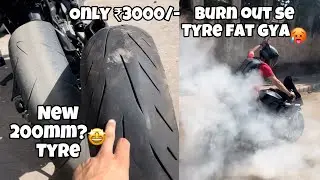 200mm Tyre in KTM Rc390 🤩 || Burnout Me Tyre fat gya🥲 || Mayapuri Tyre Market😍 #theprincezone
