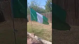 Big flag of Nigeria waving in the wind