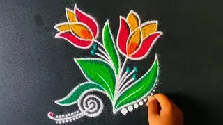 Beautiful border rangoli designs | Friday rangoli |Lotus rangoli | kolam rangoli | Border muggulu