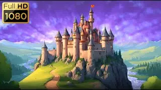 Cartoon Background - Castle on the hill.
