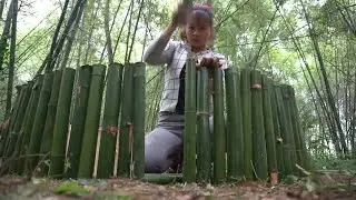 Full Video: Building complete survival shelter! Bushcraft earth hut, straw roof & camouflage