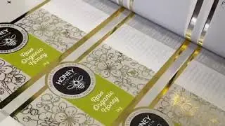 Hot Foil Honey Labels on Waterproof Clear synthetic permanent