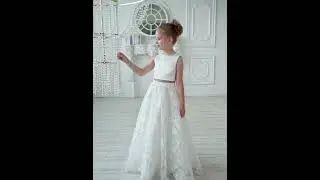 Ivory Sleeveless Lace Satin First Communion, Flower Girl Dresses
