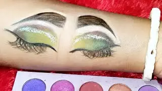 Beautiful yellow and green glitter silver glitter #eye makeup tutorial