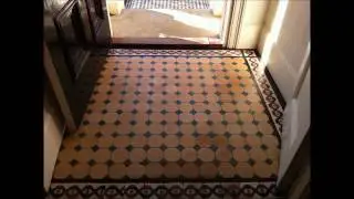 Victorian geometric quarry tile restoration, cleaning and sealing Brighton and Hove East Sussex.wmv