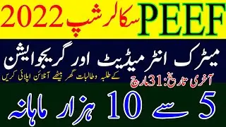 PEEF Scholarship 2021-2022 For Matric Intermediate And Graduate Students