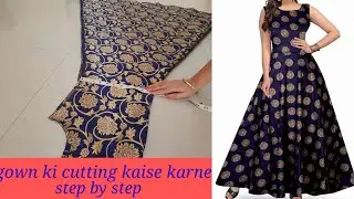 gown ki cutting kaise karne/frock cutting (step by step) umbrella kurti cutting