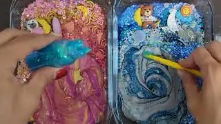Little Twin Star Pink vs Blue Slime Mixing Makeup Into Slime | Satisfying Slime Video #ASMR #2