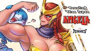Angela marvel rivals flexing Jeff the shark face on arm  speed drawing