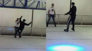 Ice Skater Trying Hard to Avoid Falling Hard *Ice Skating Fail* || WooGlobe Funnies