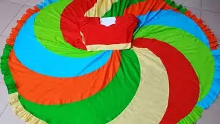 এতোসহজ করে বুঝিয়েছি বড়দের ১২কালার ঘূর্ণি গোলজামা কাটিং ও সেলাই   / swirl Frock cutting & Stitching