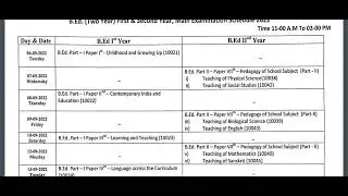 Official B.Ed. Exam Date Sheet MJPRU #mjpru #b.ed. #datesheet #official
