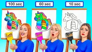 10 Секунд vs 60 Секунд vs 100 Секунд Челлендж Рисунков | Смешные Моменты от TeenDO Challenge